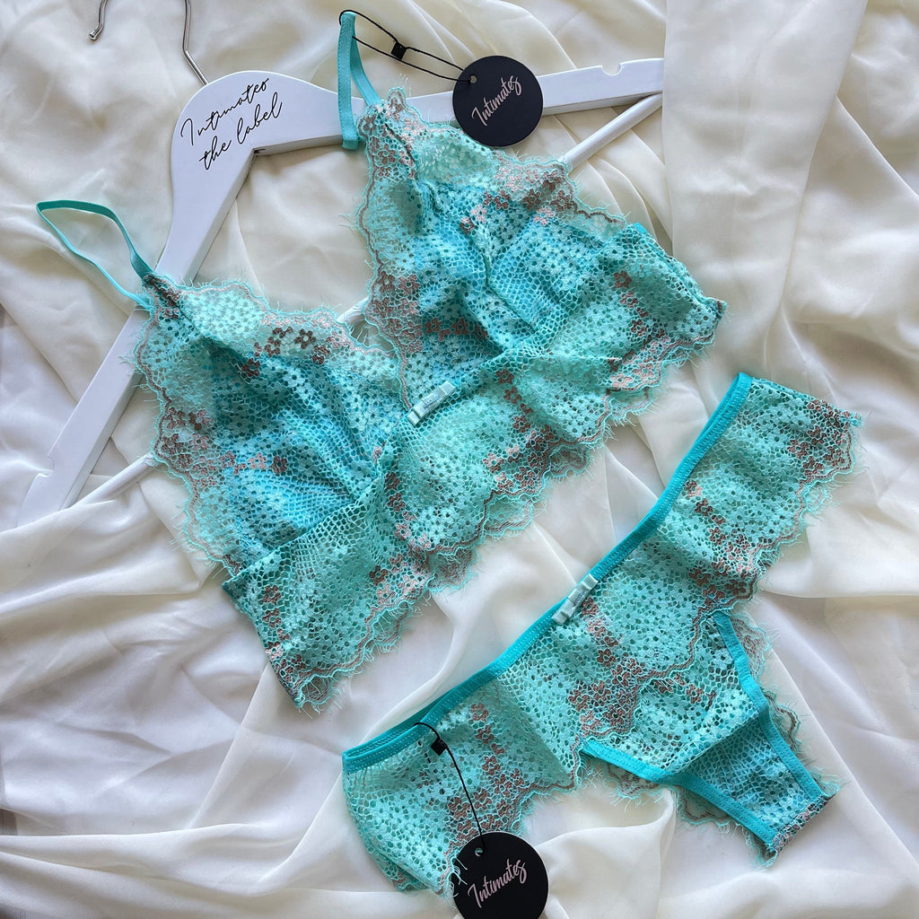 Jurere Lace Lingerie Set - S / Turquoise - Lingerie Set