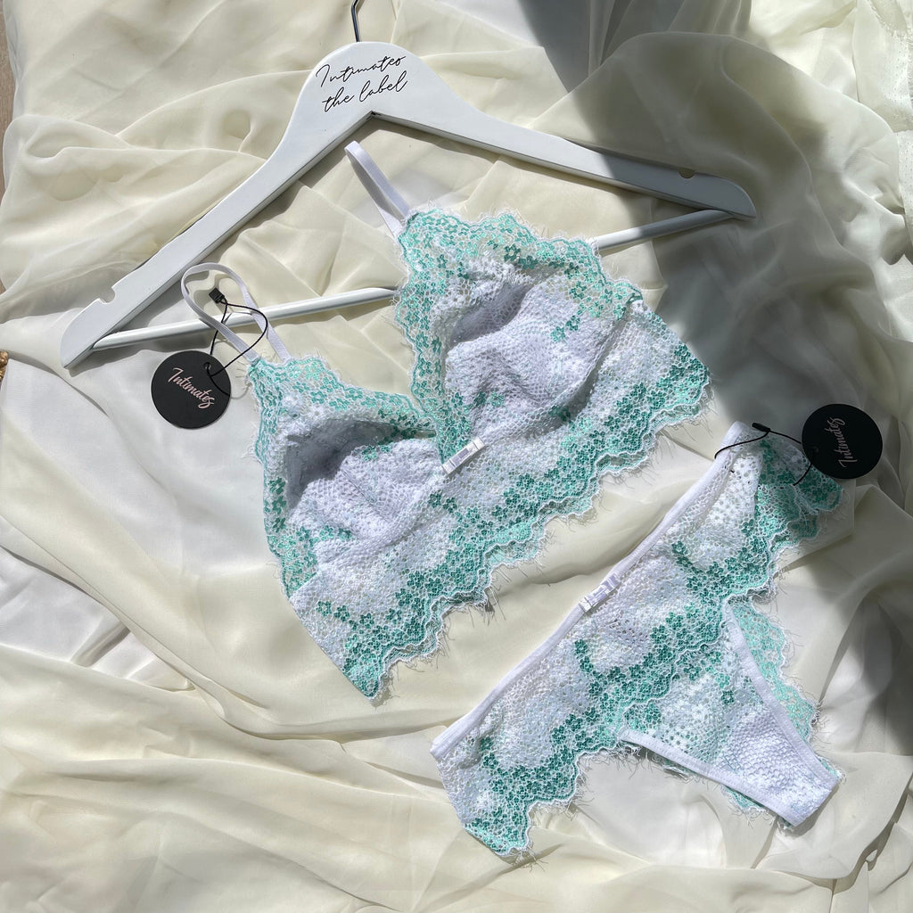 Jurere Lace Lingerie Set - S / Green/ White - Lingerie Set