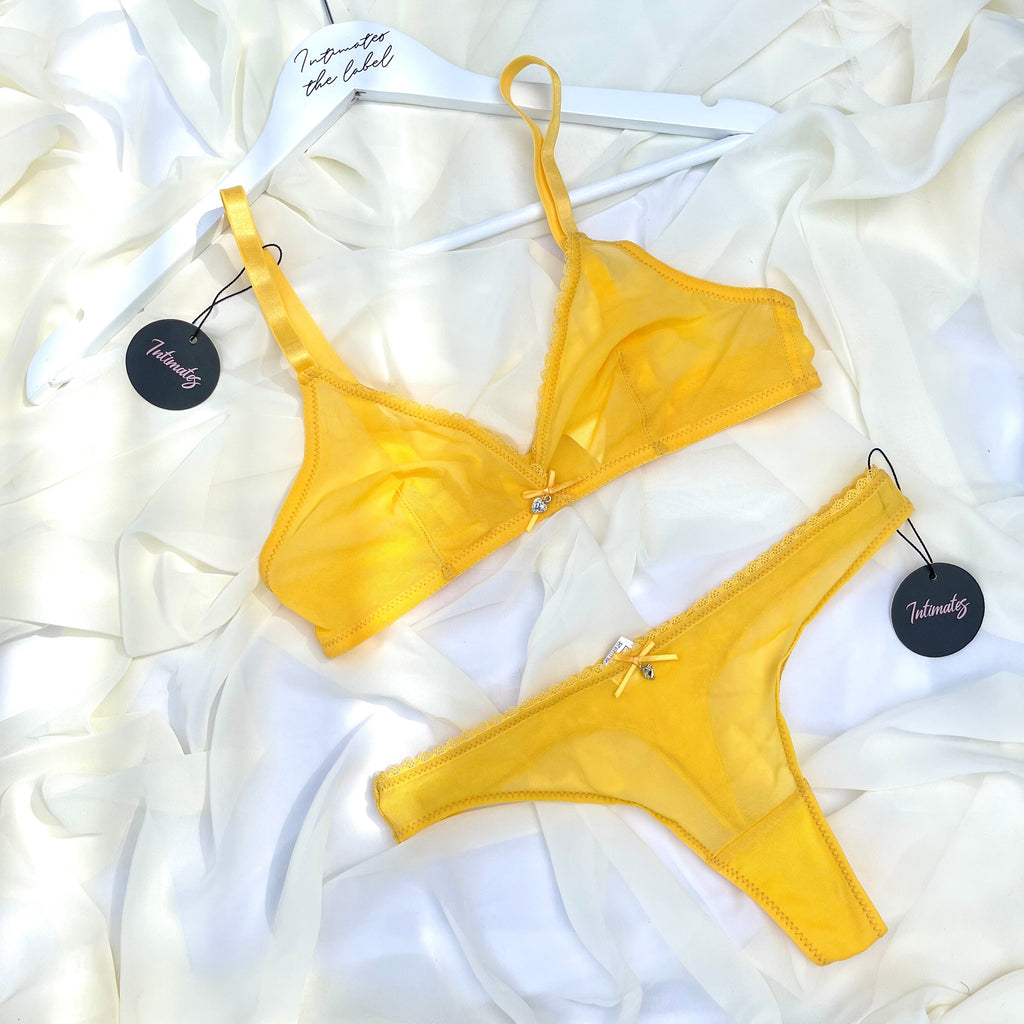 L’amore Bralette Set - S / Yellow - Lingerie Set