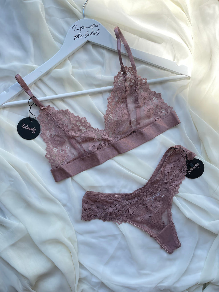 Lana Lace Bralette Set - S / Dust Rose - Lingerie Set