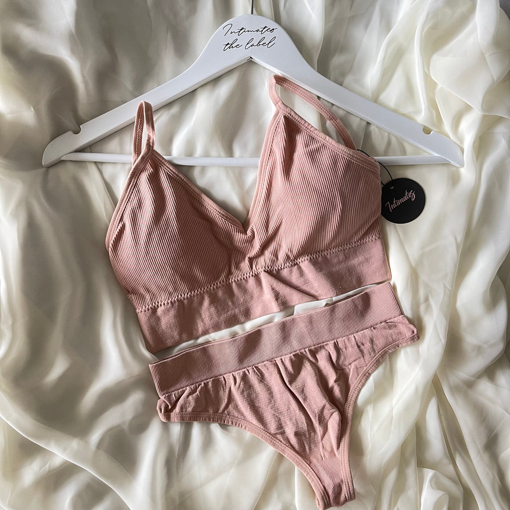 Seamless Bralette Set - S/M / Pink - Lingerie Set