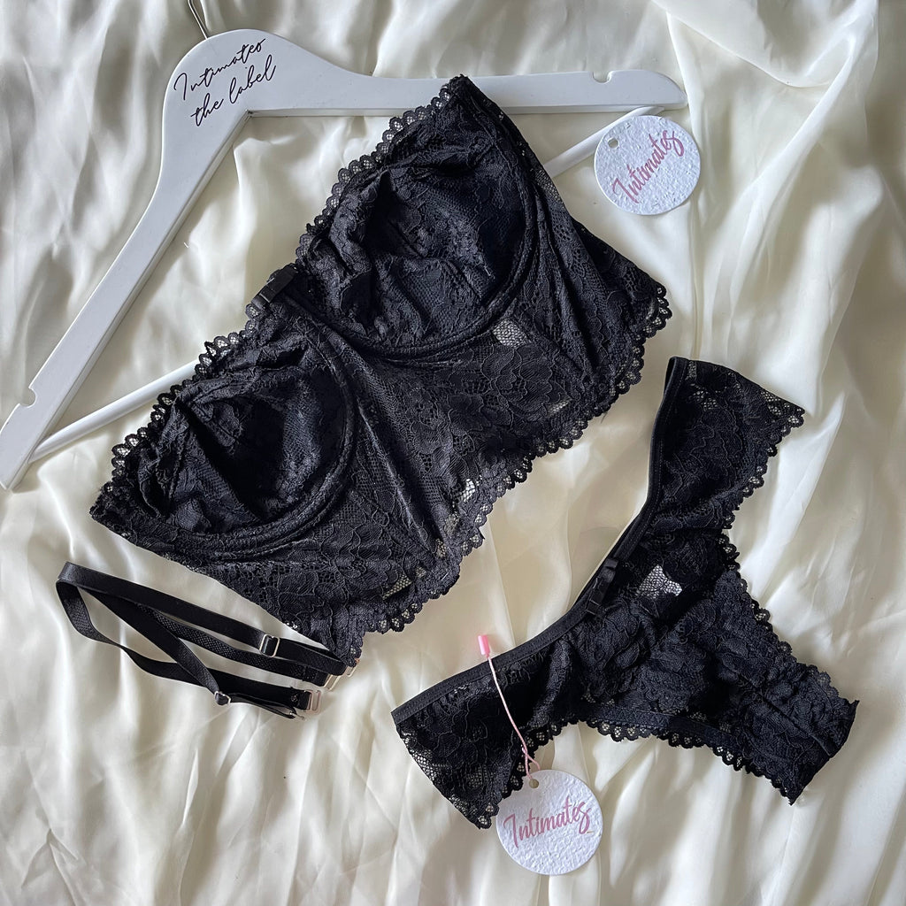 Sweet Bodylace Lingerie Set - S / Black - Lingerie Set