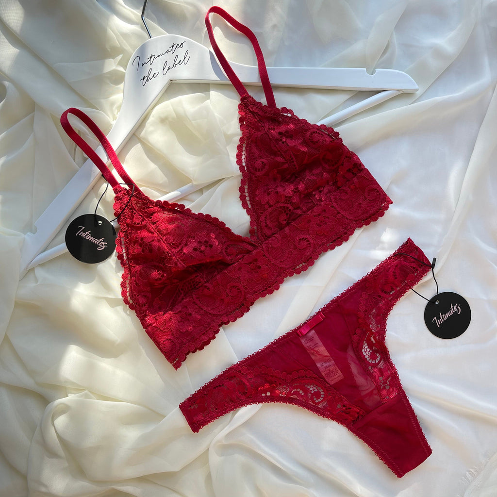 Valentine Bralette Set - S / Red - Lingerie Set